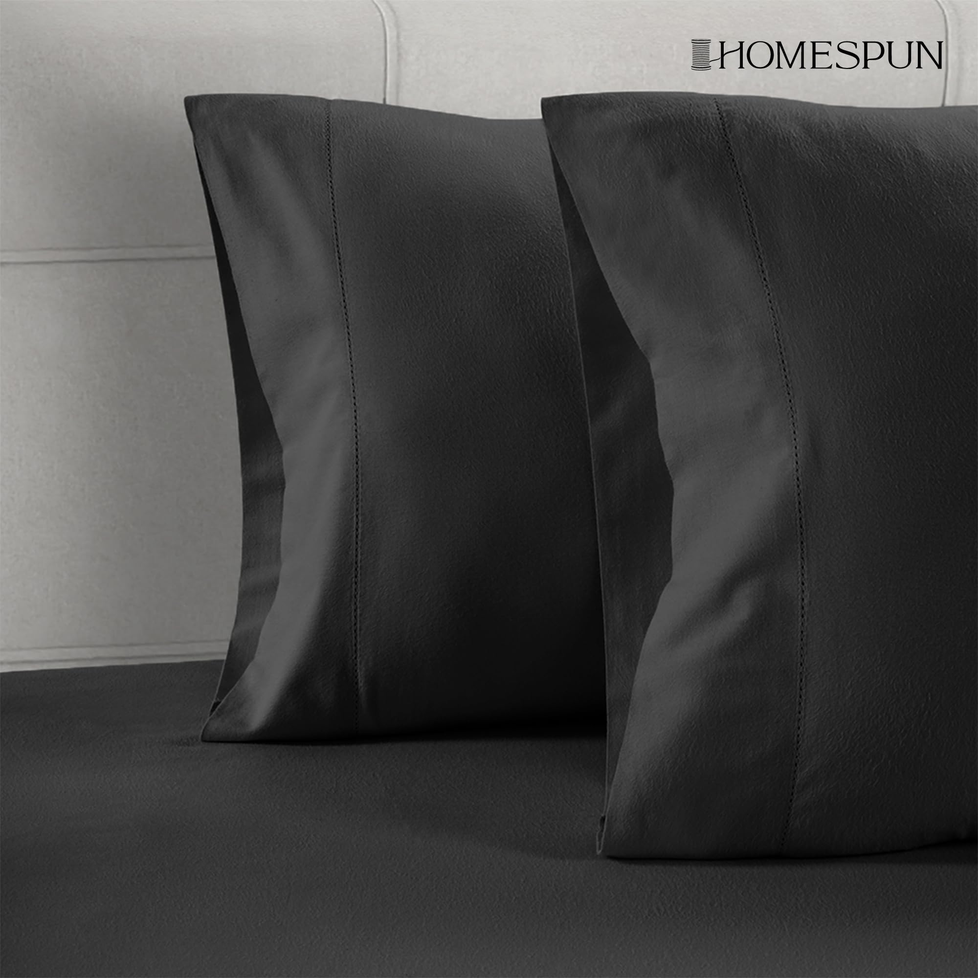 Foto 6 pulgar | Fundas De Almohada Lane Linen, 100% Algodón Orgánico, Tamaño King, Color Negro - Venta Internacional.