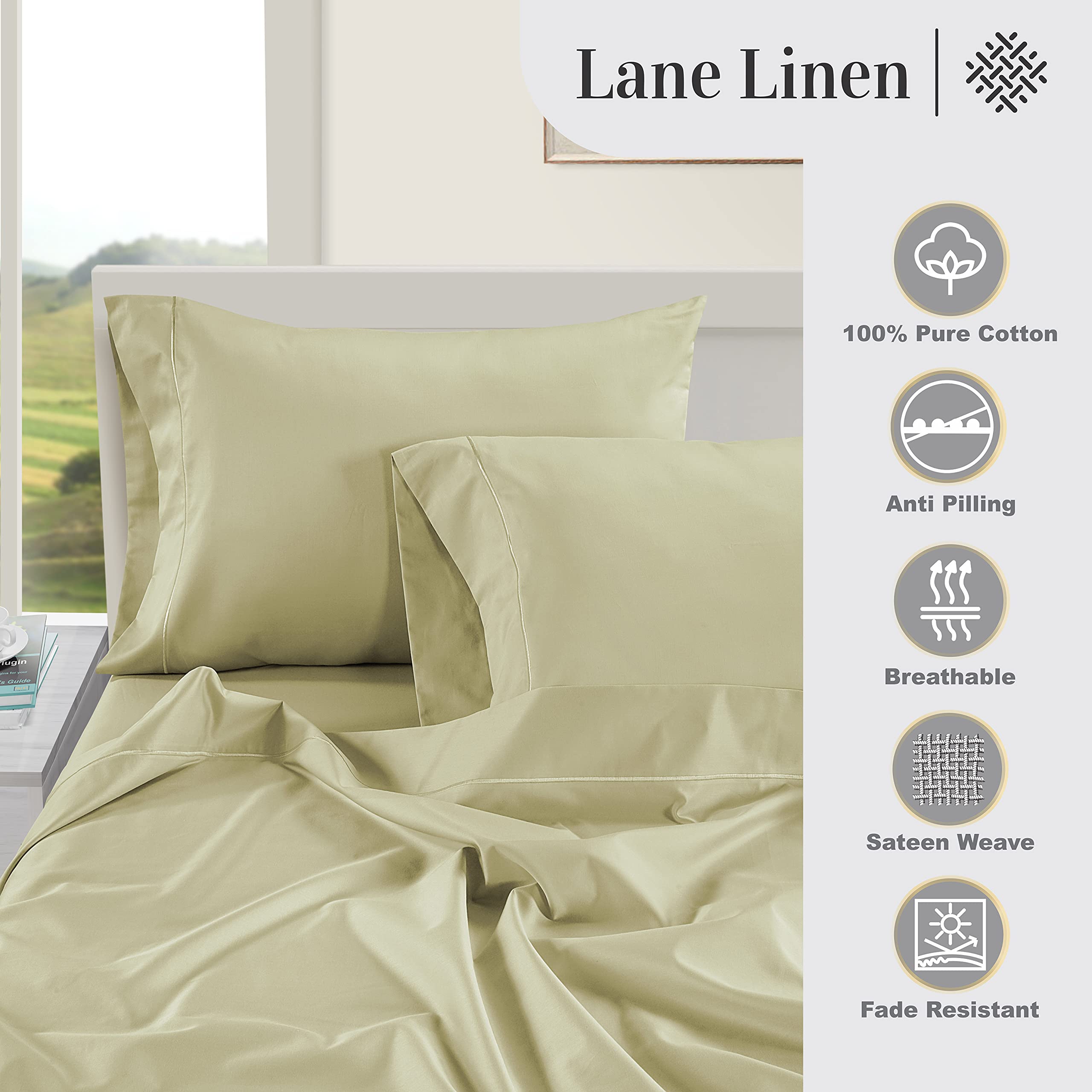 Foto 6 pulgar | Juego De Fundas De Almohada Lane Linen Queen White, 100% Algodón Egipcio - Venta Internacional.