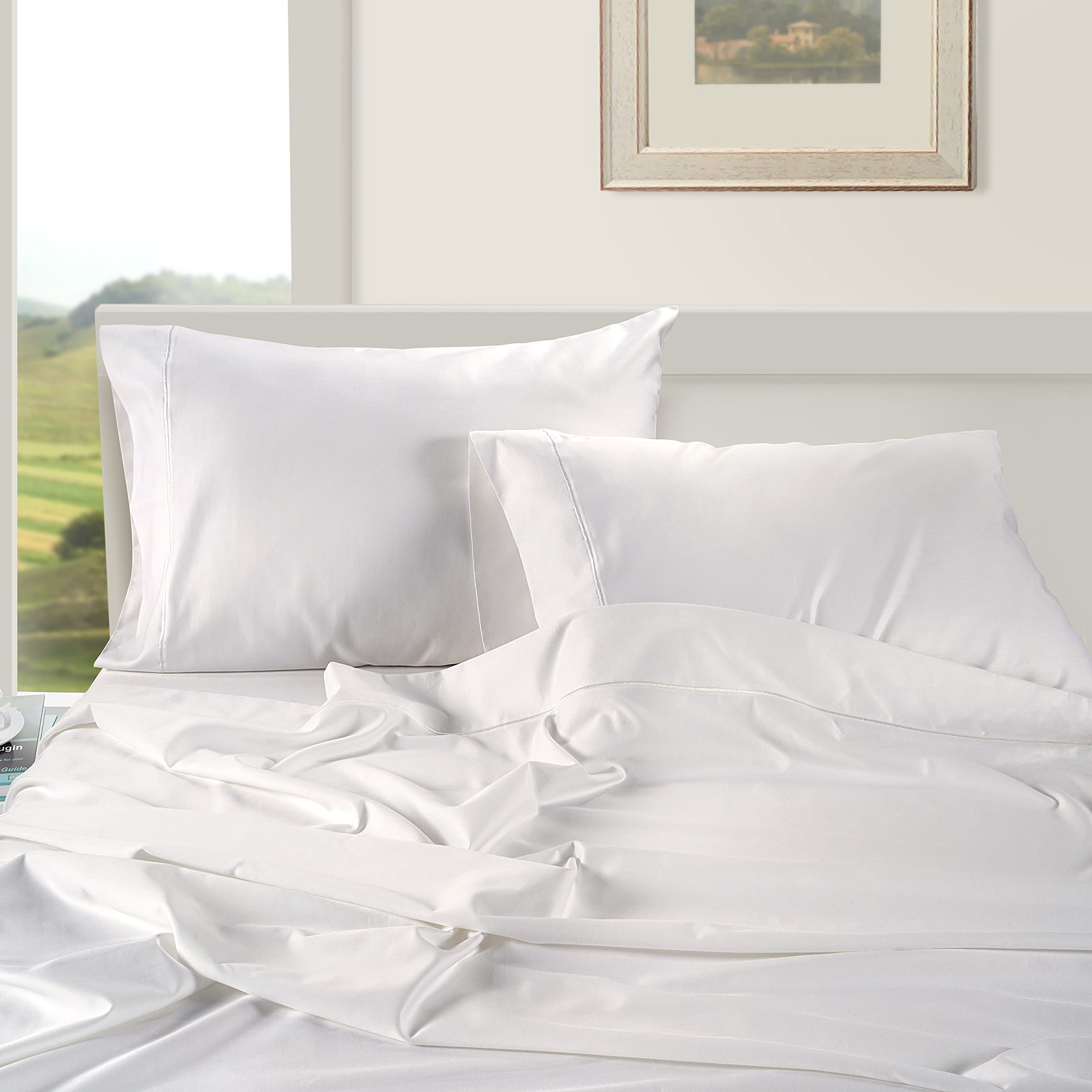 Foto 4 pulgar | Juego De Fundas De Almohada Lane Linen Queen White, 100% Algodón Egipcio - Venta Internacional.