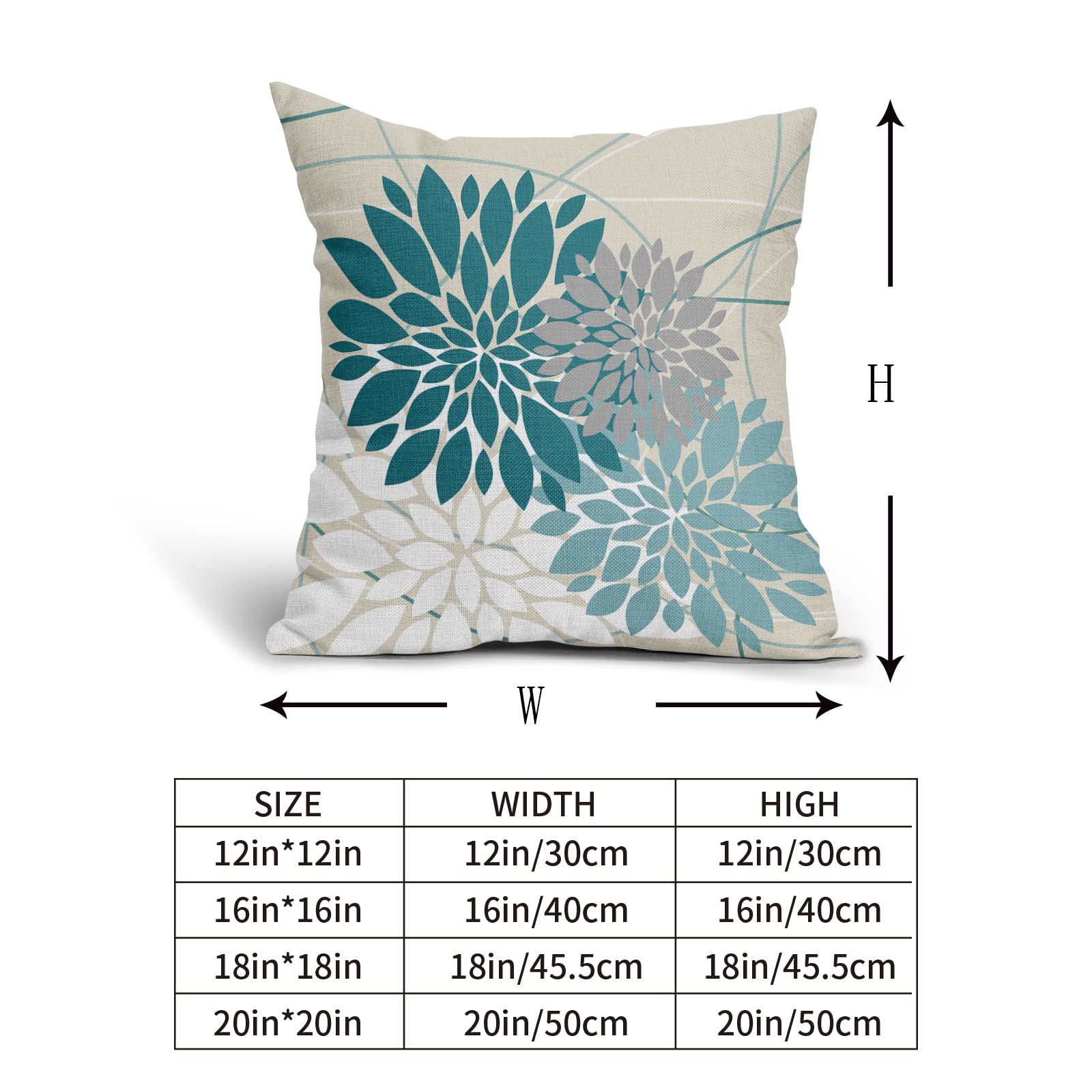 Foto 7 pulgar | Juego De 2 Fundas De Almohada Sweetshow Con Flor De Dalia Gris Azulado, 45 X 45 Cm - Venta Internacional.