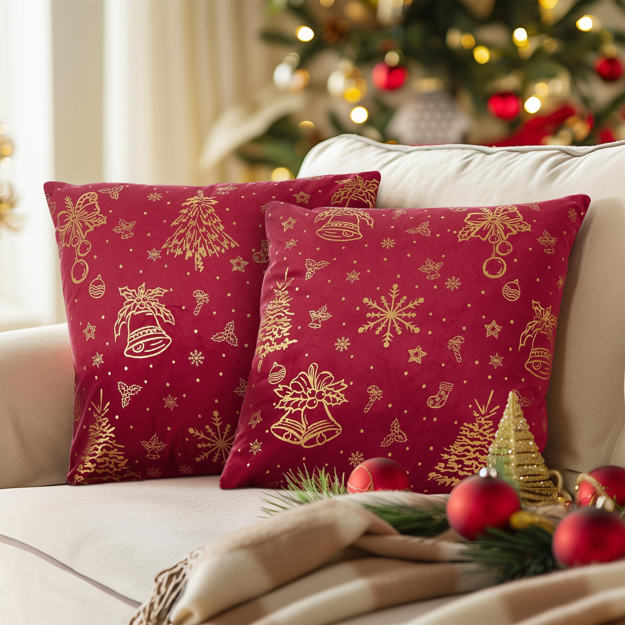 Fundas De Almohada Stangh Christmas, 45 X 45 Cm, Terciopelo, Feliz Navidad - Venta Internacional.