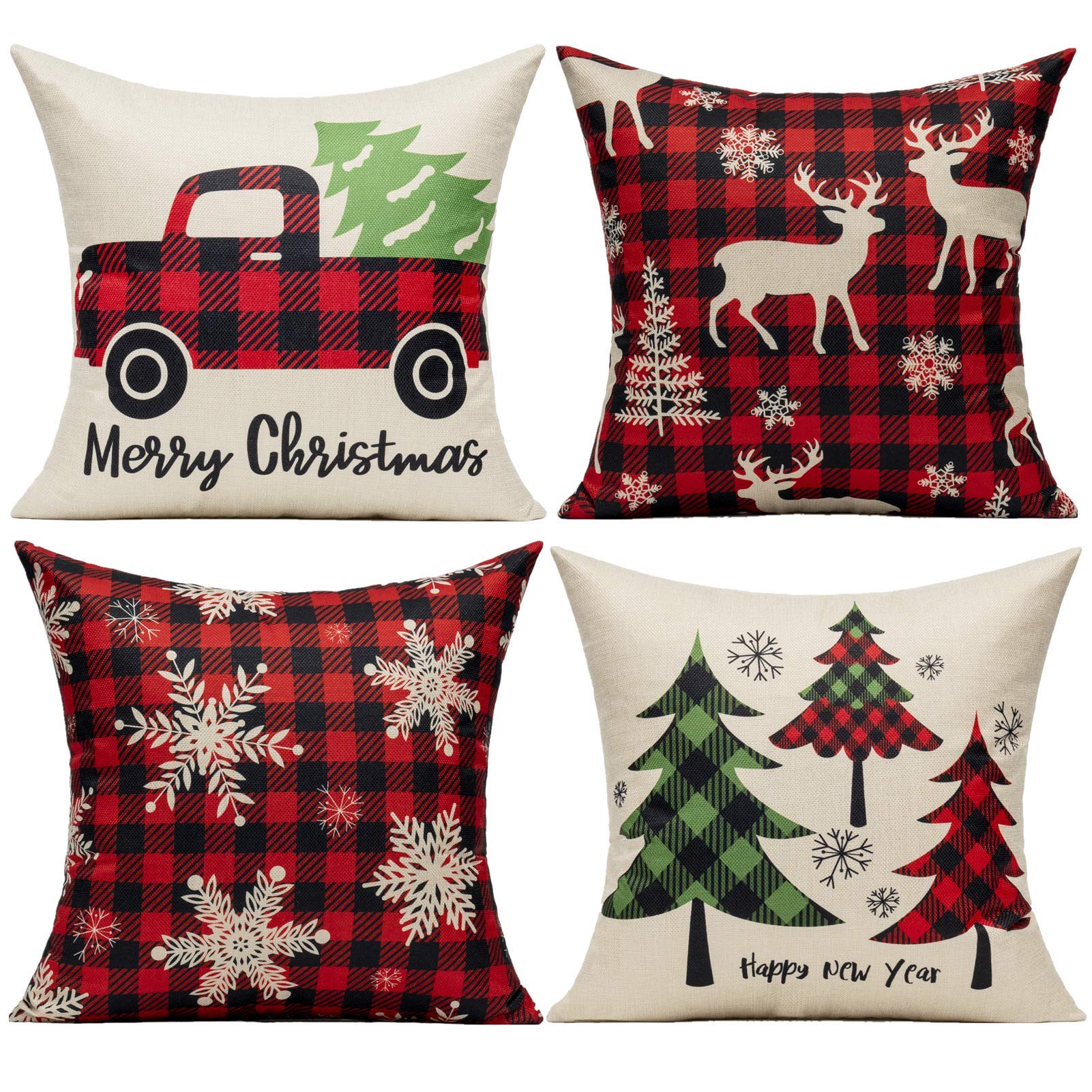 Foto 2 pulgar | Fundas De Almohada Vakado Christmas, 45 X 45 Cm, Juego De 4 Unidades Farmhouse - Venta Internacional.