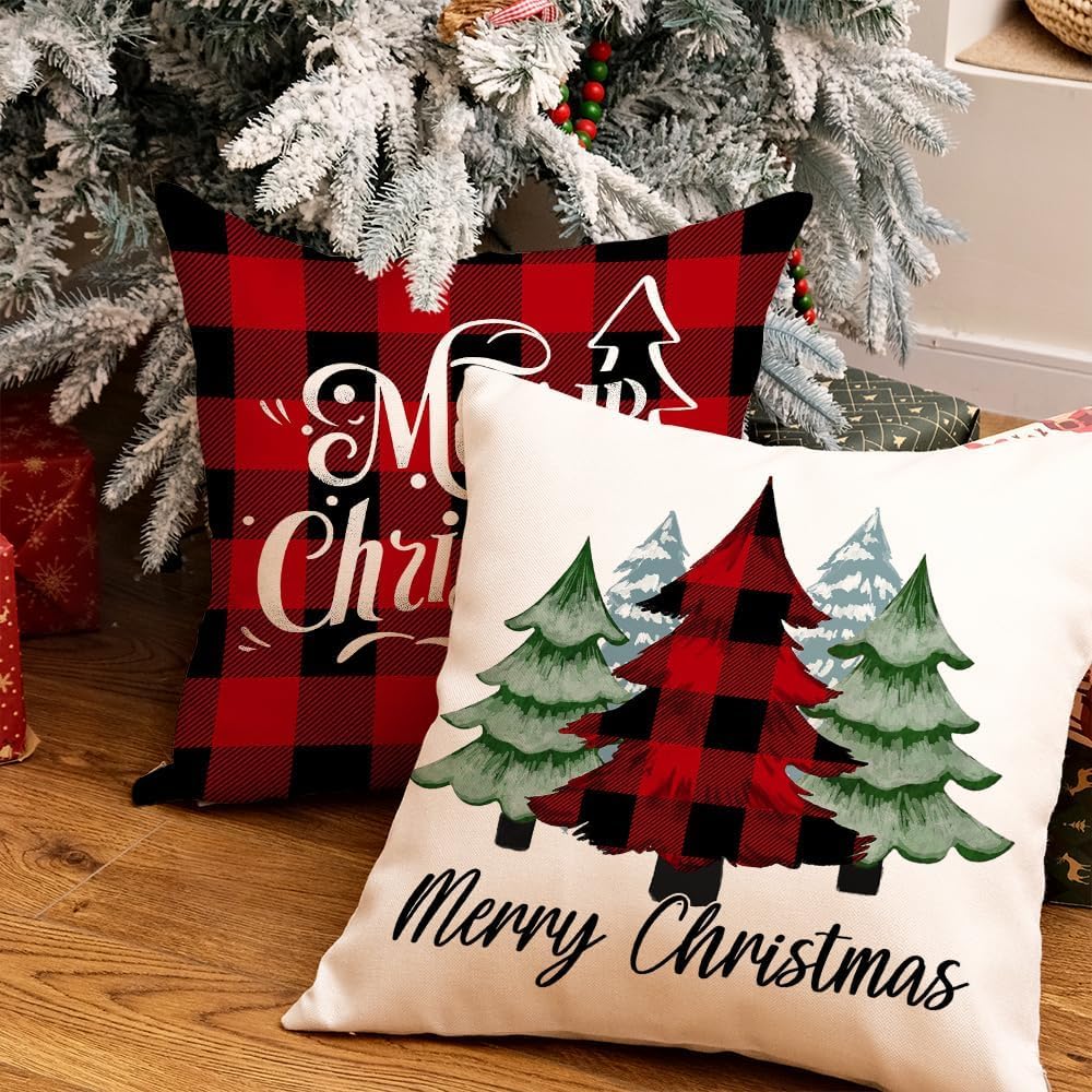 Foto 4 | Juego De 4 Fundas De Almohada Geeory Merry Christmas, 45 X 45 Cm, Poliéster - Venta Internacional.