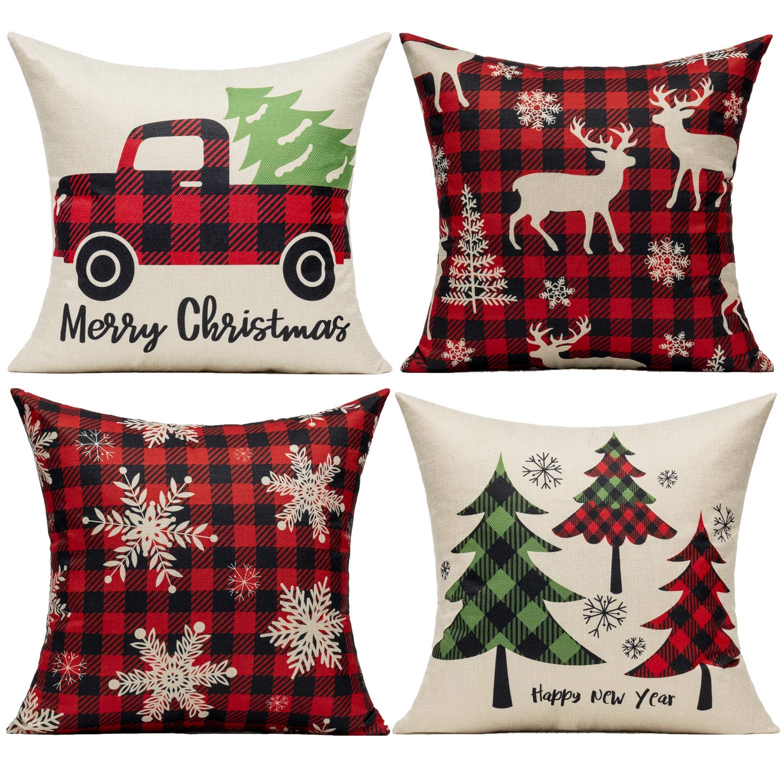 Foto 2 pulgar | Fundas De Almohada Vakado Christmas Outdoor Farmhouse, 40 X 40 Cm, Juego De 4 - Venta Internacional.