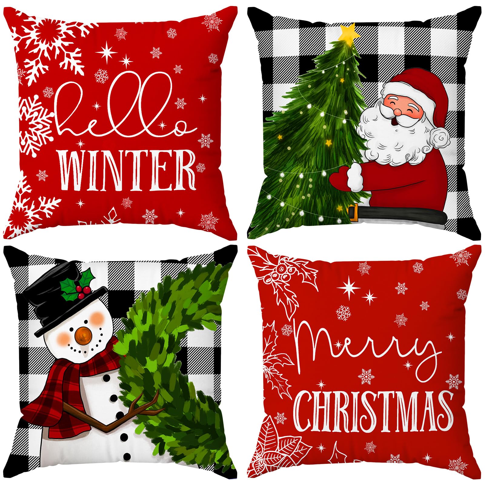Foto 2 pulgar | Juego De 4 Fundas De Almohada Brightown Christmas, 45 X 45 Cm, Poliéster - Venta Internacional.