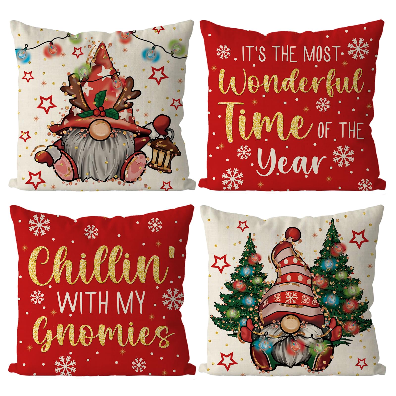 Fundas De Almohada Gagec Christmas De 50 X 50 Cm, Juego De 4 Gnomos, Color Blanco - Venta Internacional.