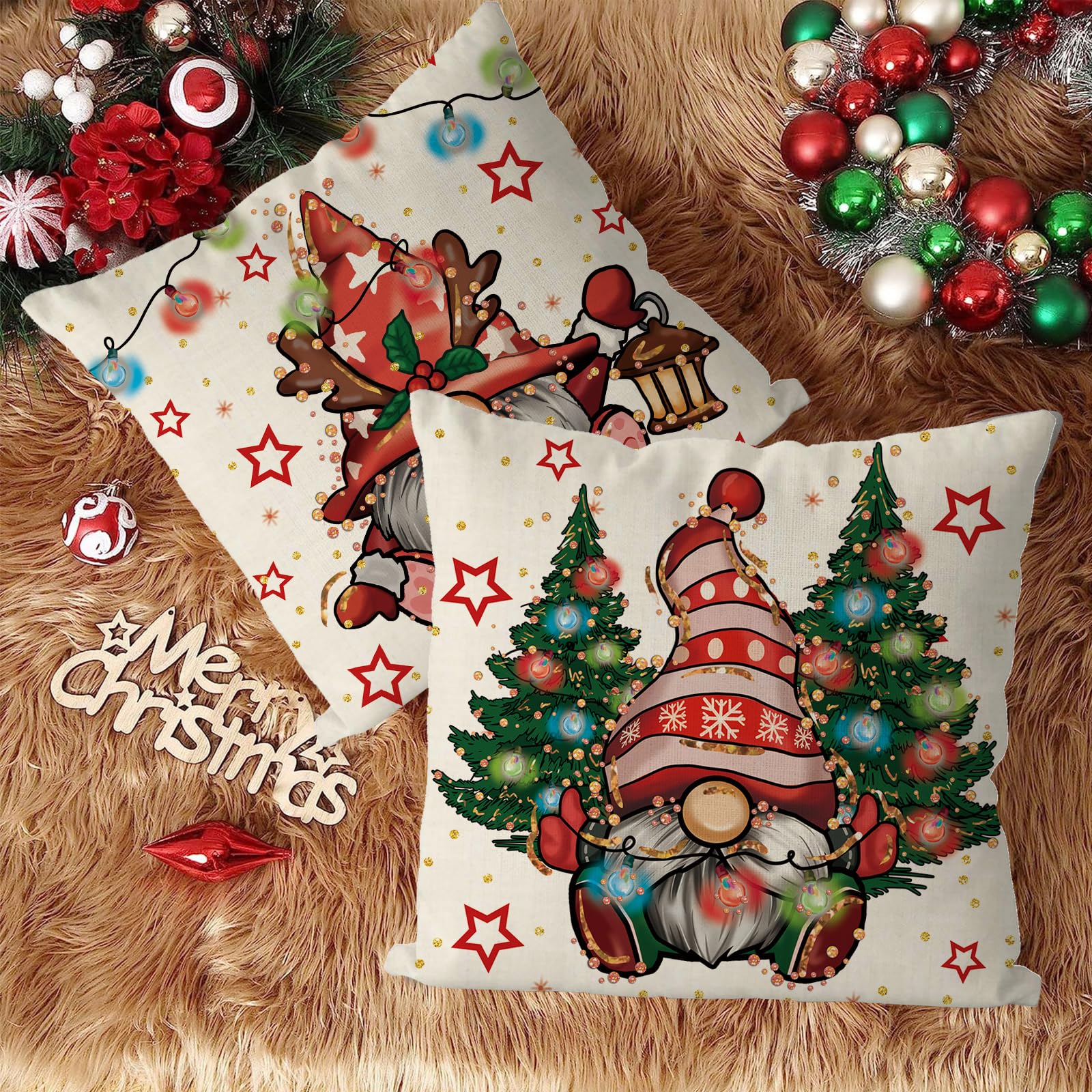Foto 3 pulgar | Fundas De Almohada Gagec Christmas De 50 X 50 Cm, Juego De 4 Gnomos, Color Blanco - Venta Internacional.