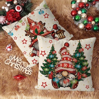 Foto 2 | Fundas De Almohada Gagec Christmas De 50 X 50 Cm, Juego De 4 Gnomos, Color Blanco - Venta Internacional.