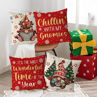 Foto 4 | Fundas De Almohada Gagec Christmas De 50 X 50 Cm, Juego De 4 Gnomos, Color Blanco - Venta Internacional.