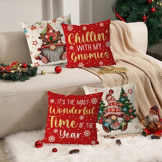 Foto 5 | Fundas De Almohada Gagec Christmas De 50 X 50 Cm, Juego De 4 Gnomos, Color Blanco - Venta Internacional.