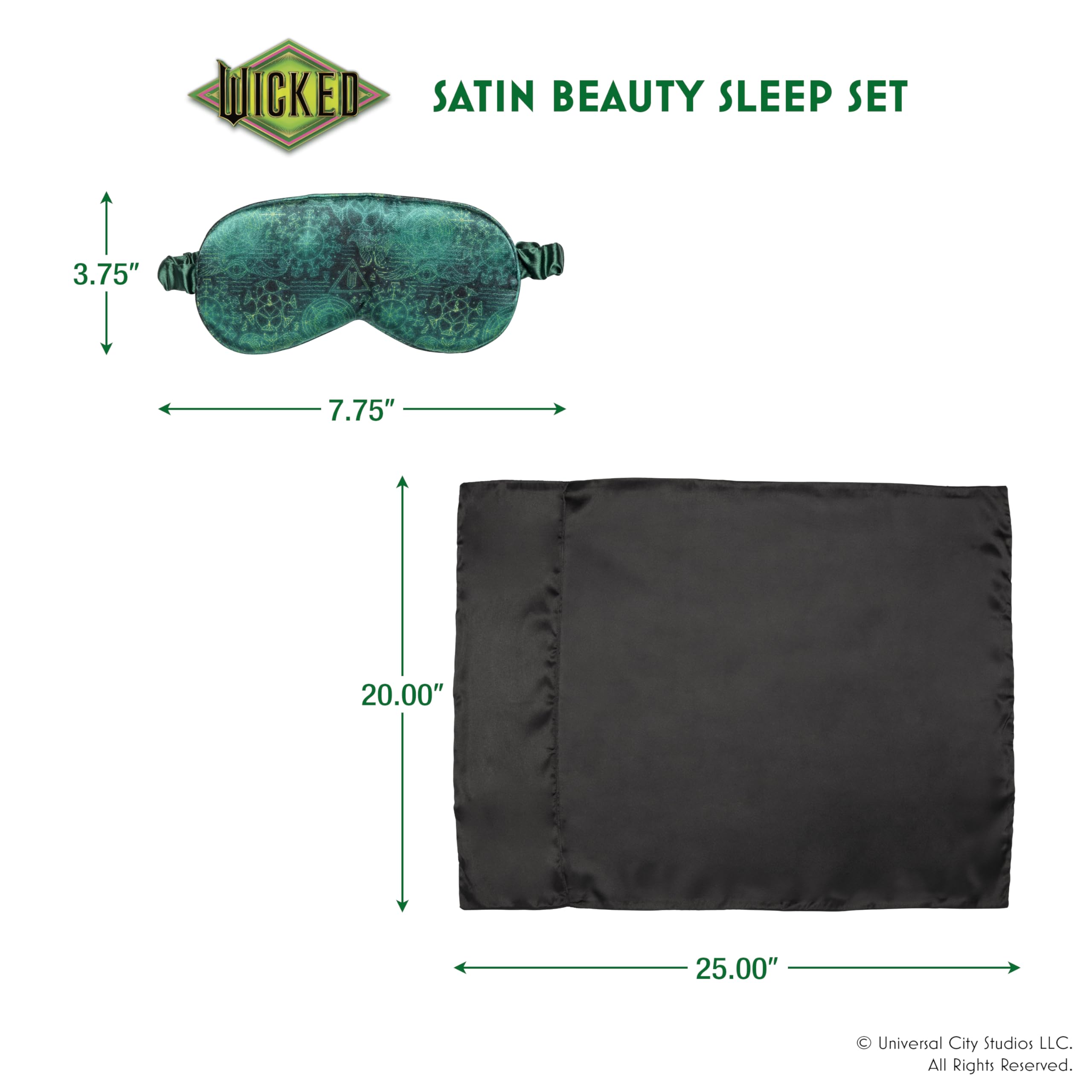 Foto 4 pulgar | Funda De Almohada Y Máscara De Satén Sleep Set Conair Scunci Wicked Elphaba - Venta Internacional.