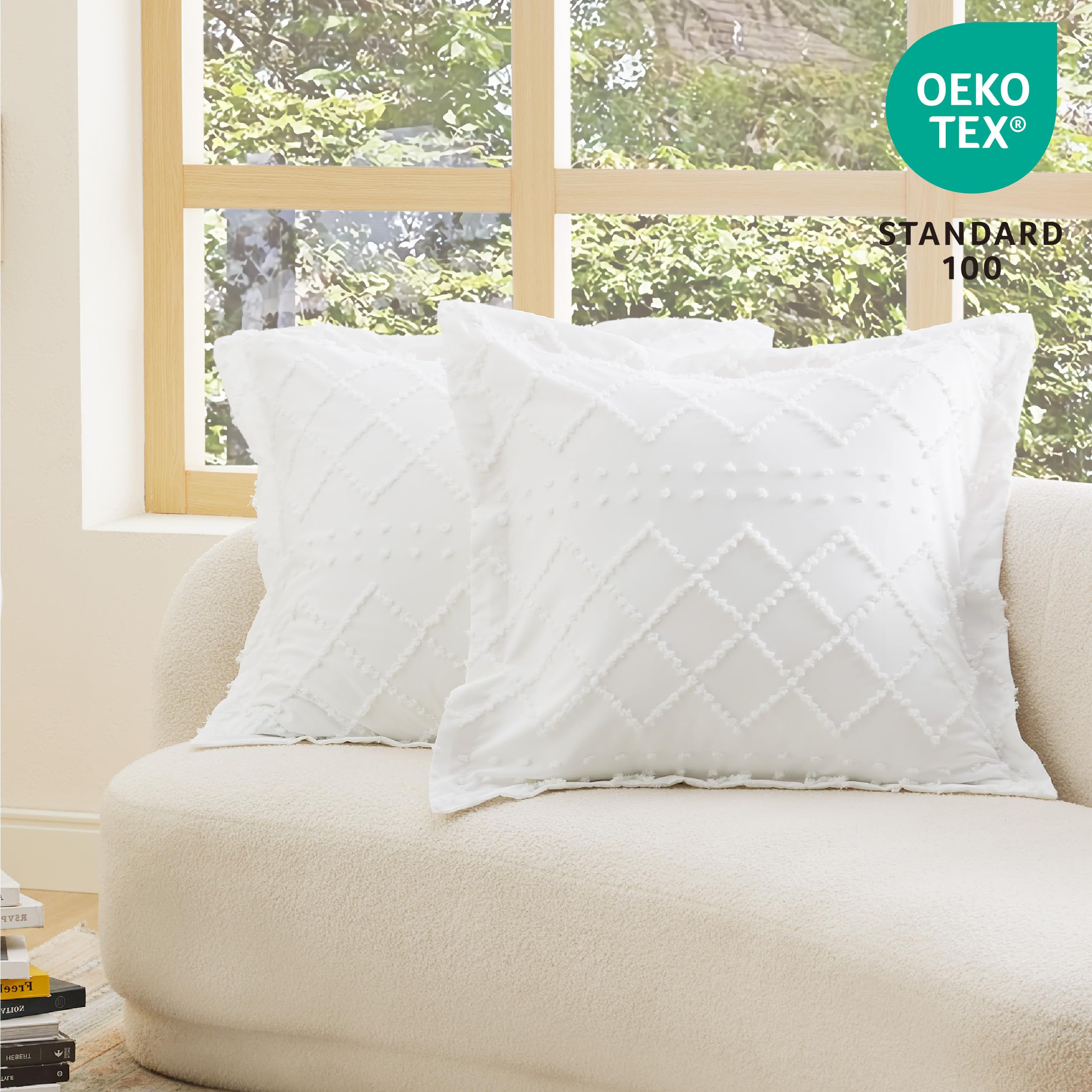 Foto 3 | Fundas De Almohada Bedsure Euro Sham, 26 X 26 Pulgadas, Blancas (paquete De 2) - Venta Internacional.
