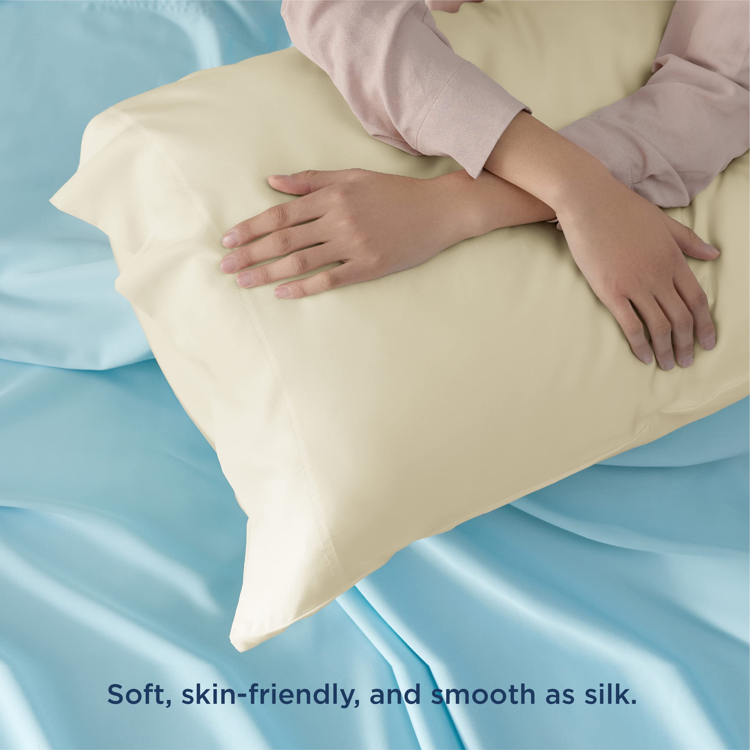 Foto 4 pulgar | Juego De 2 Fundas De Almohada Bedsure Cooling Queen Size, Color Crema - Venta Internacional.
