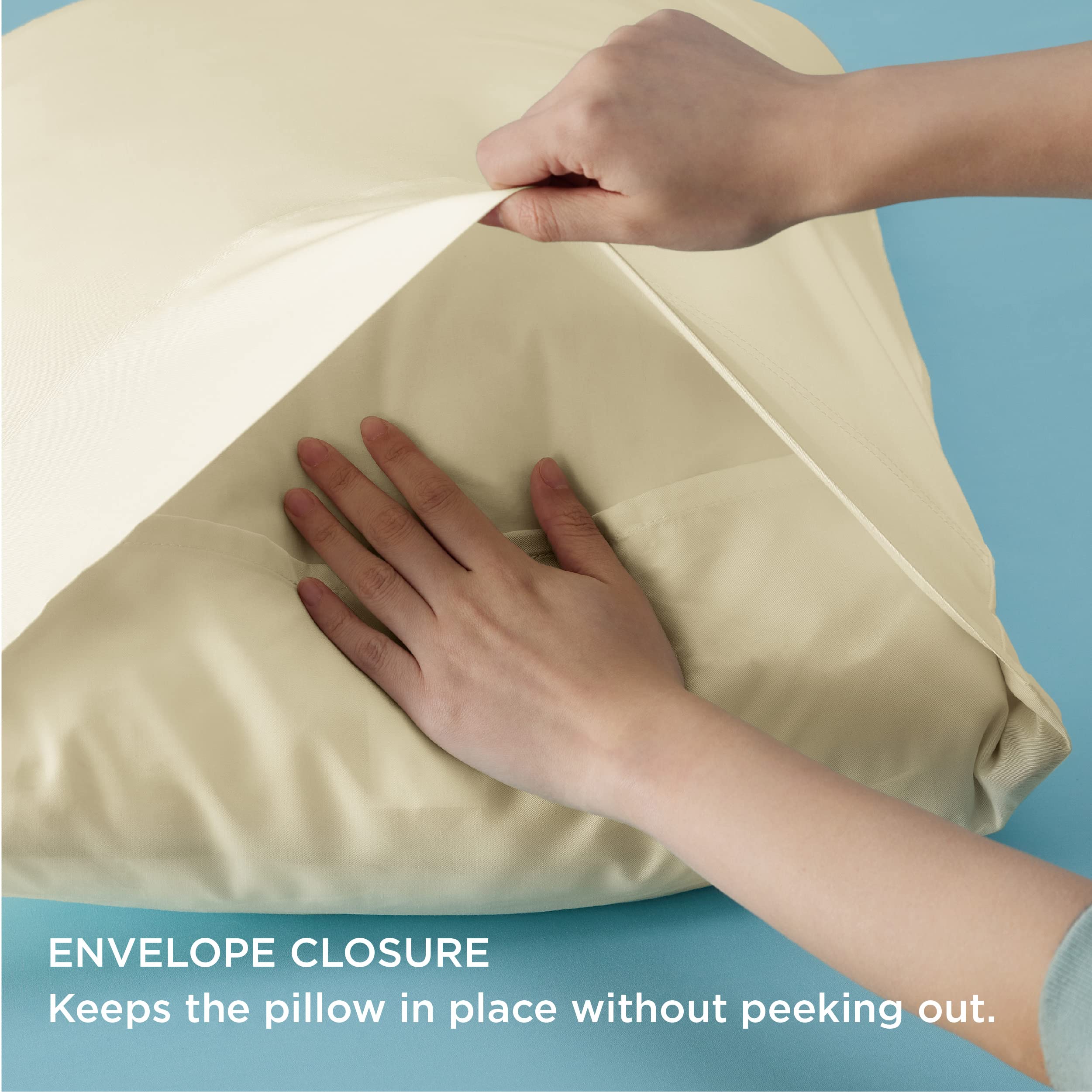 Foto 6 | Juego De 2 Fundas De Almohada Bedsure Cooling Queen Size, Color Crema - Venta Internacional.