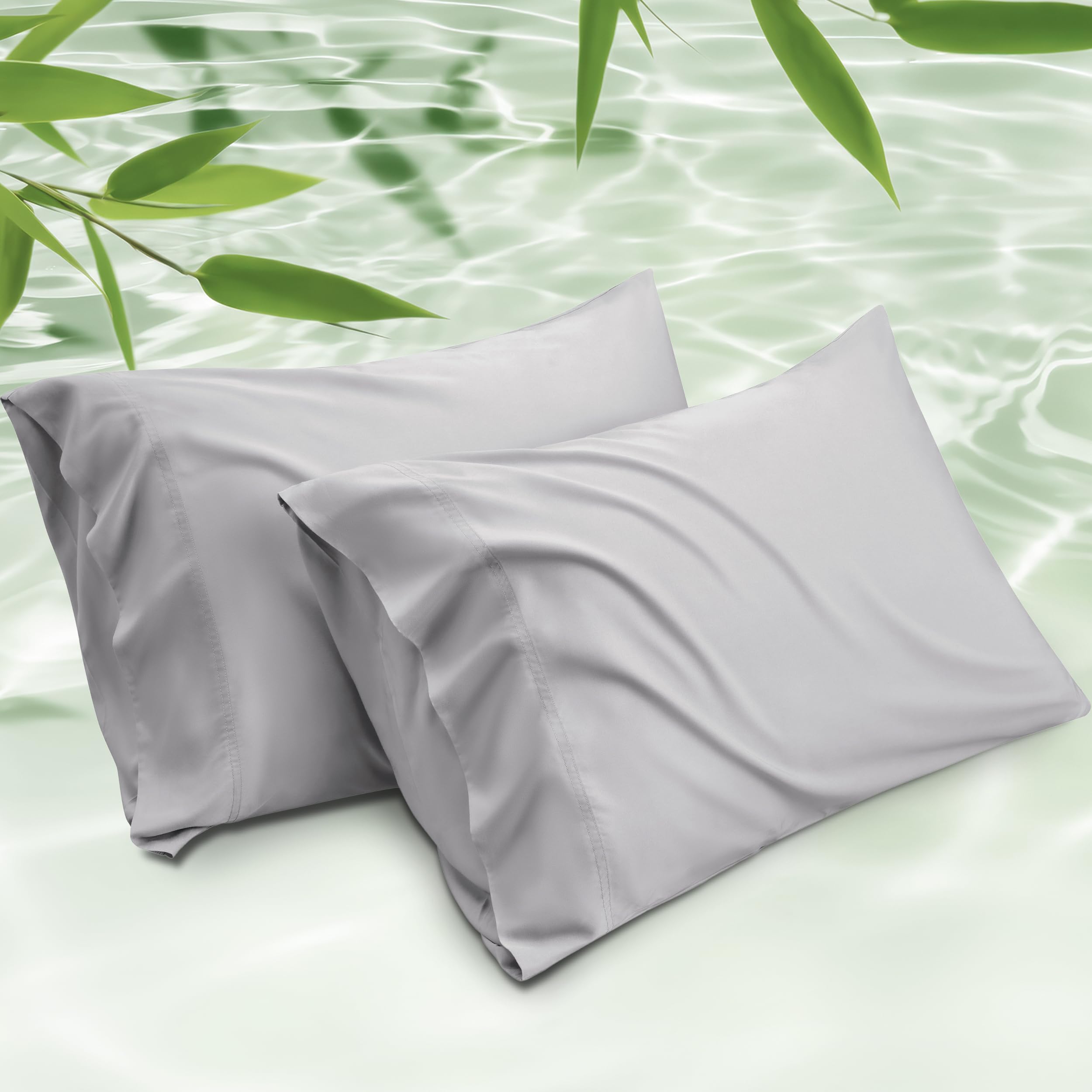 Fundas De Almohada Bedsure Tamaño King Rayón Bambú Gris Claro - Venta Internacional.