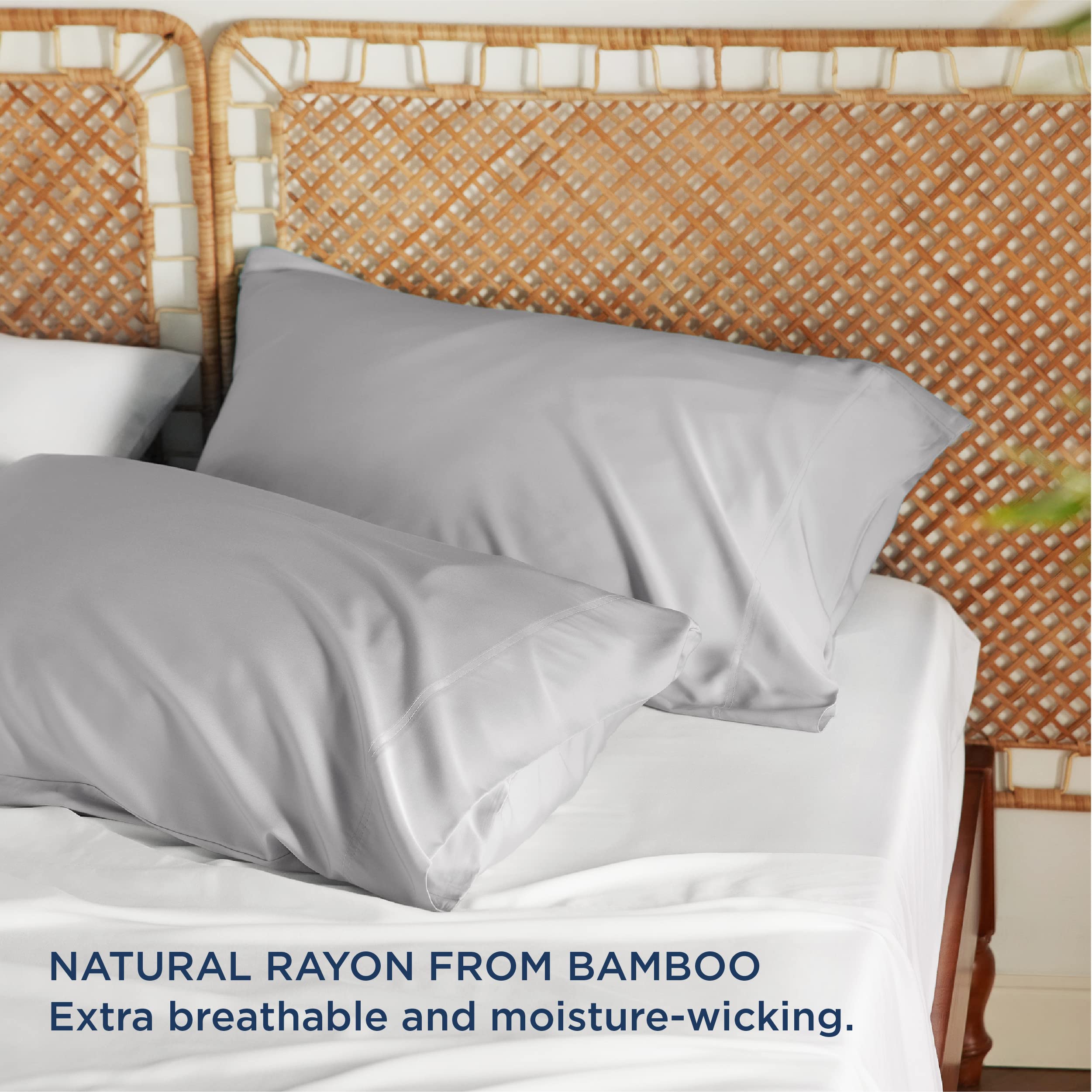 Foto 3 pulgar | Fundas De Almohada Bedsure Tamaño King Rayón Bambú Gris Claro - Venta Internacional.