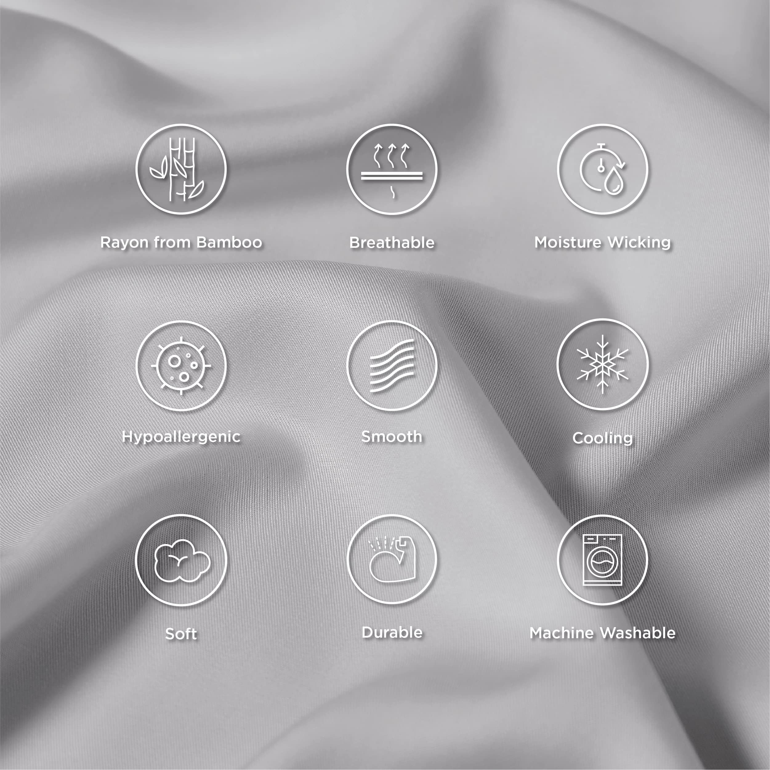 Foto 5 | Fundas De Almohada Bedsure Tamaño King Rayón Bambú Gris Claro - Venta Internacional.