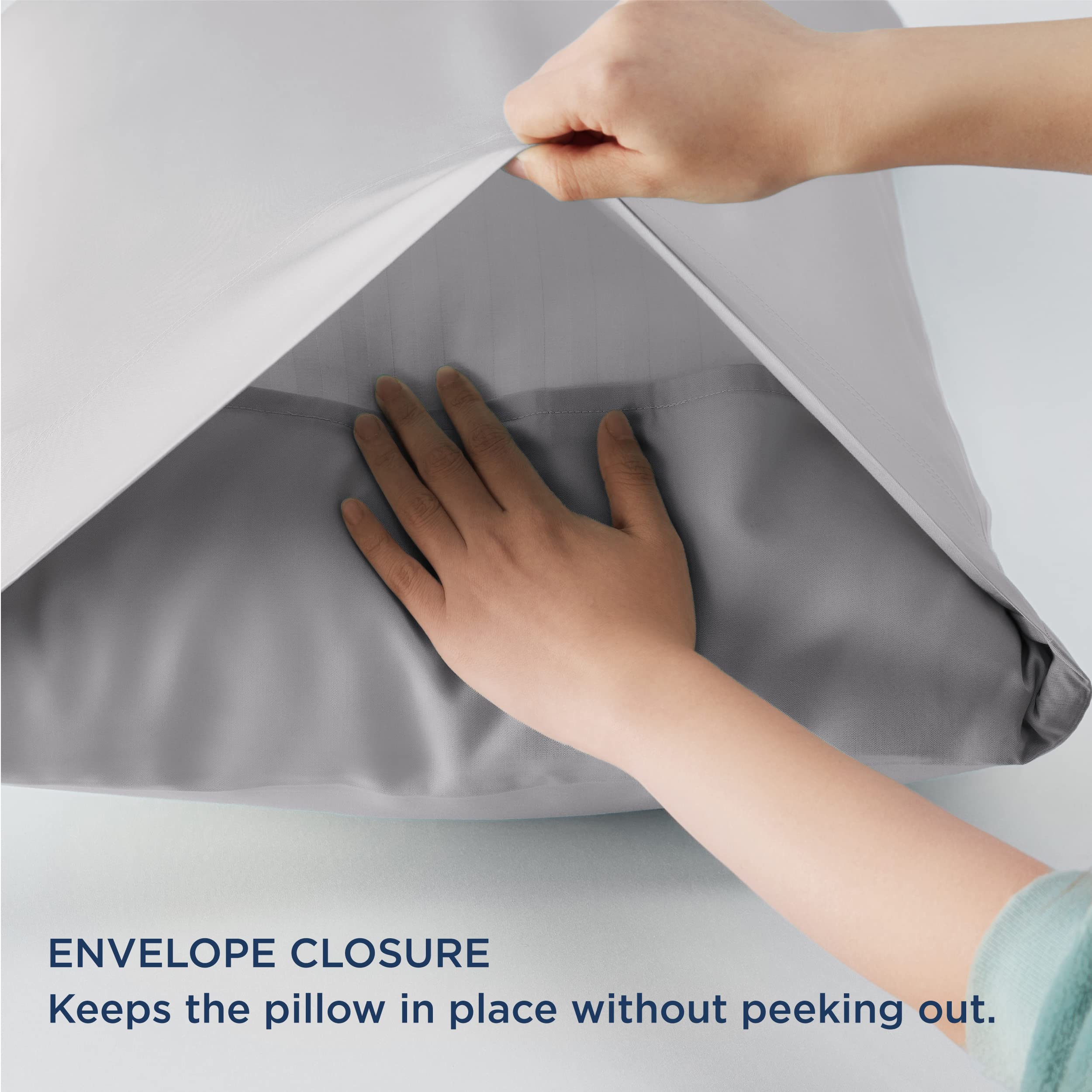 Foto 6 | Fundas De Almohada Bedsure Tamaño King Rayón Bambú Gris Claro - Venta Internacional.