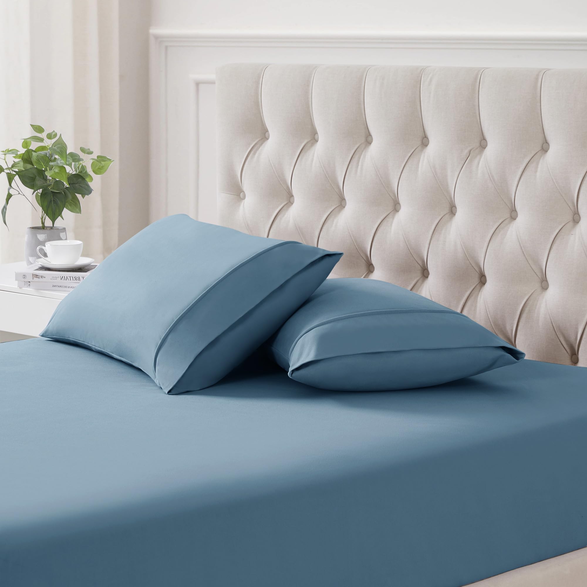 Set De Fundas De Almohada Sweet Home Collection, Franela Estándar, Color Verde Azulado - Venta Internacional.