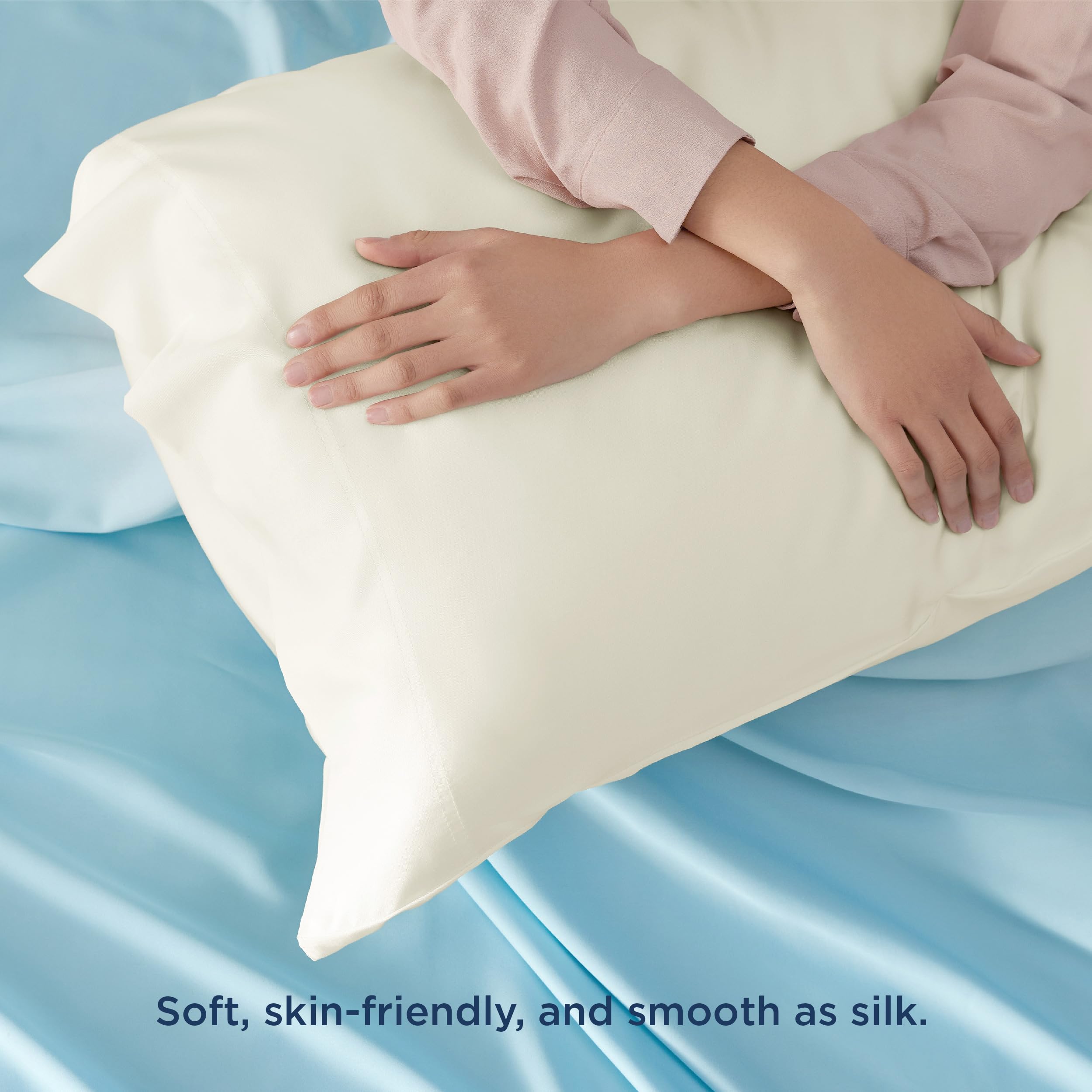 Foto 3 | Fundas De Almohada Bedsure King Size, Rayón Y Bambú, Crema Refrescante - Venta Internacional.