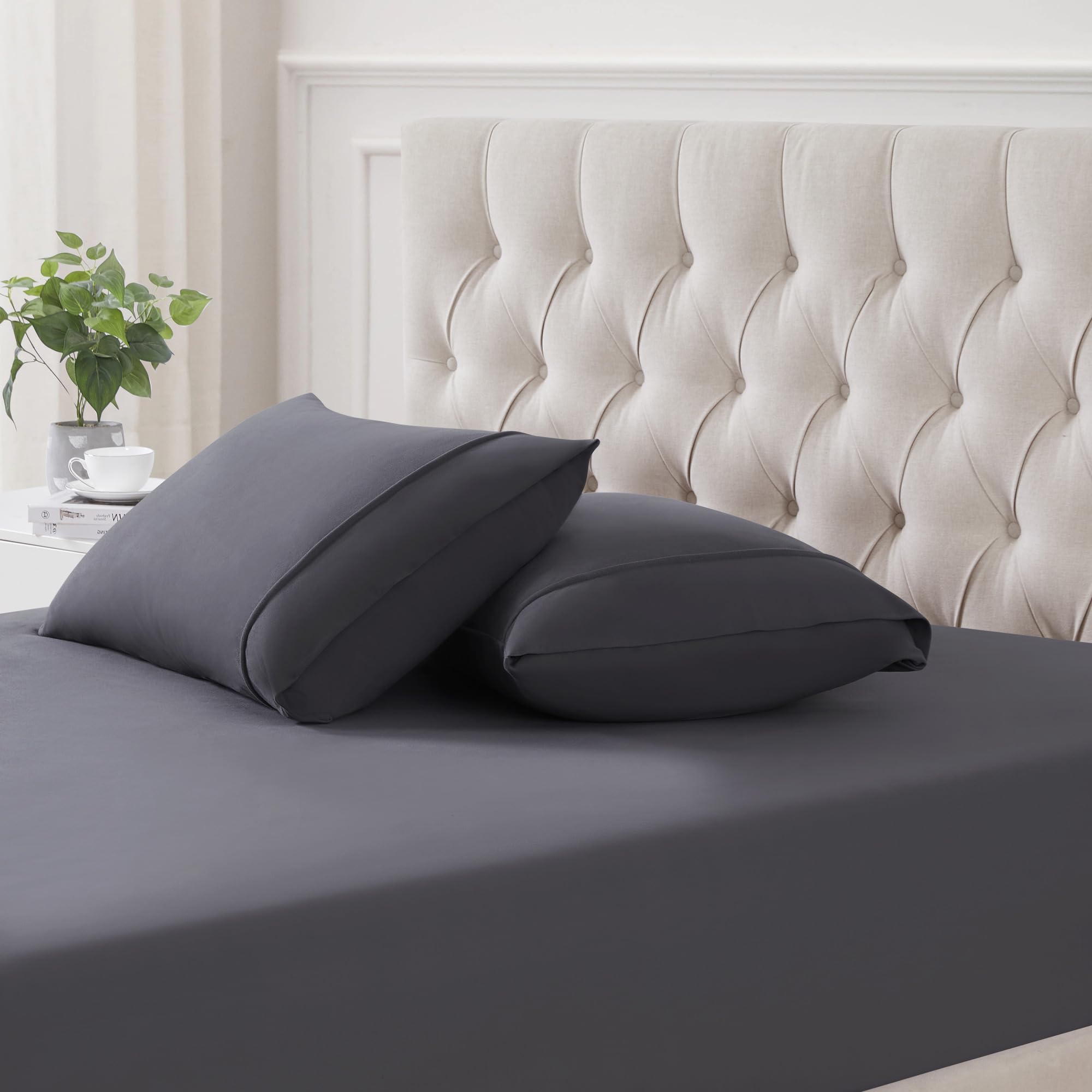 Set De Fundas De Almohada Sweet Home Collection Frannel King Grey X2 - Venta Internacional.
