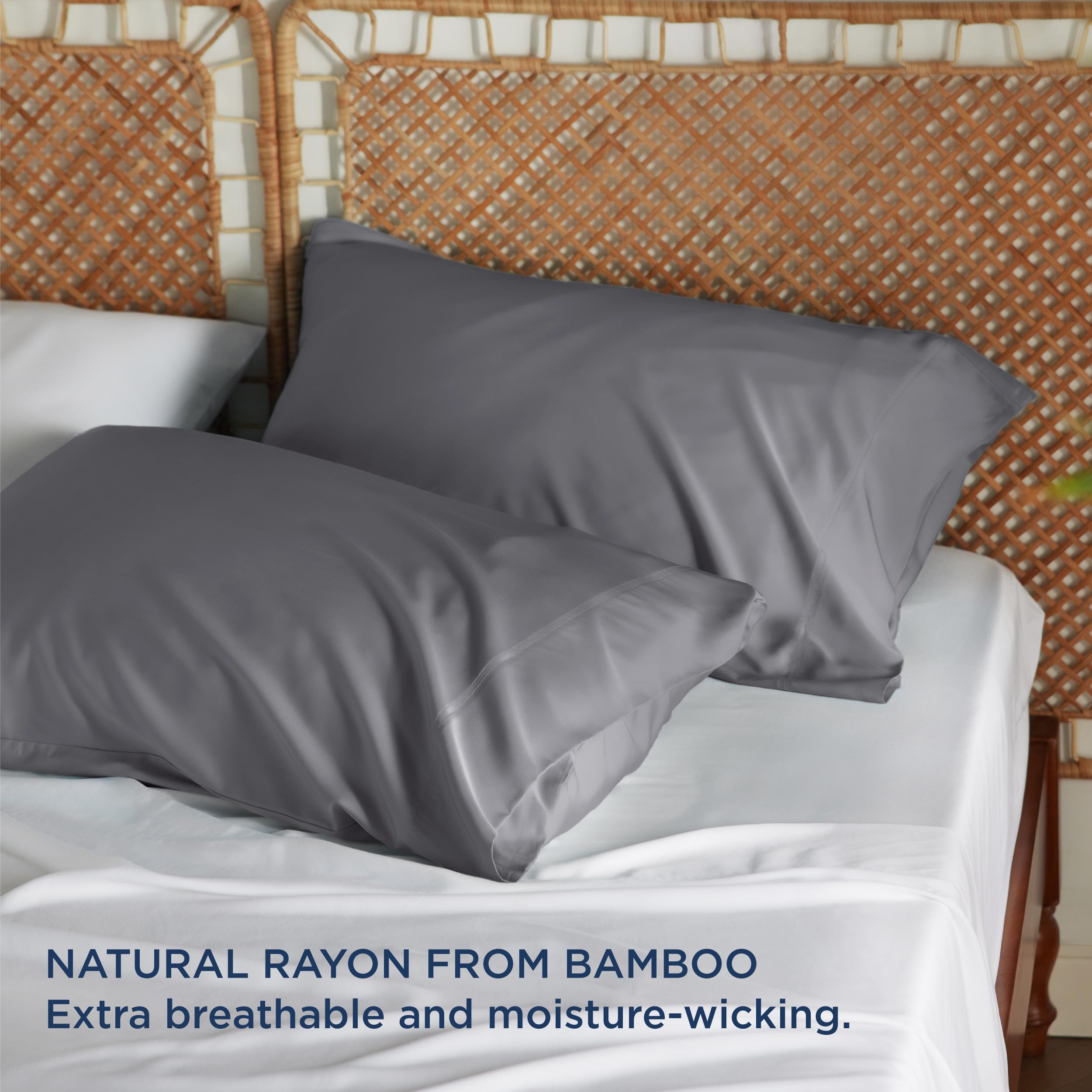 Foto 4 pulgar | Juego De 2 Fundas De Almohada Bedsure, Tamaño King, Rayón Y Bambú, Color Gris - Venta Internacional.