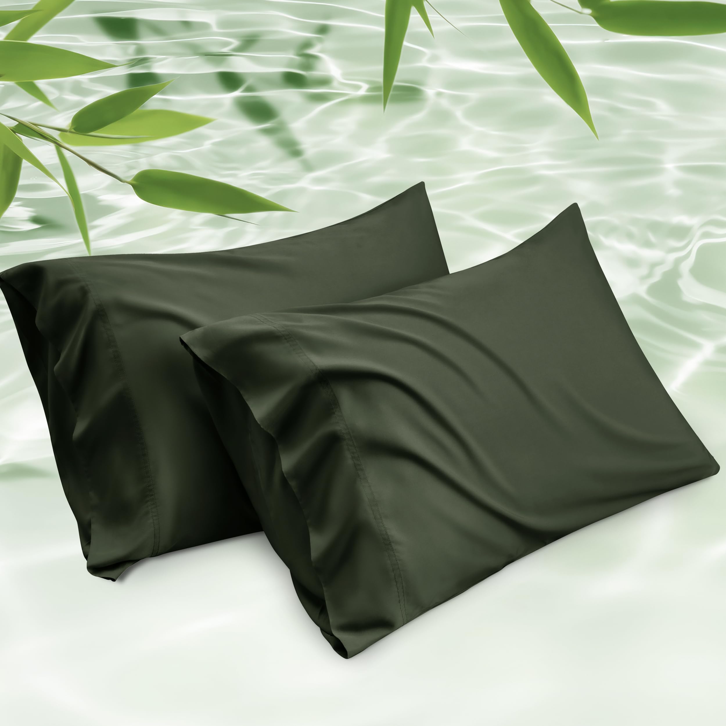 Juego De 2 Fundas De Almohada Bedsure Cooling Queen Size, Color Verde Oliva - Venta Internacional.