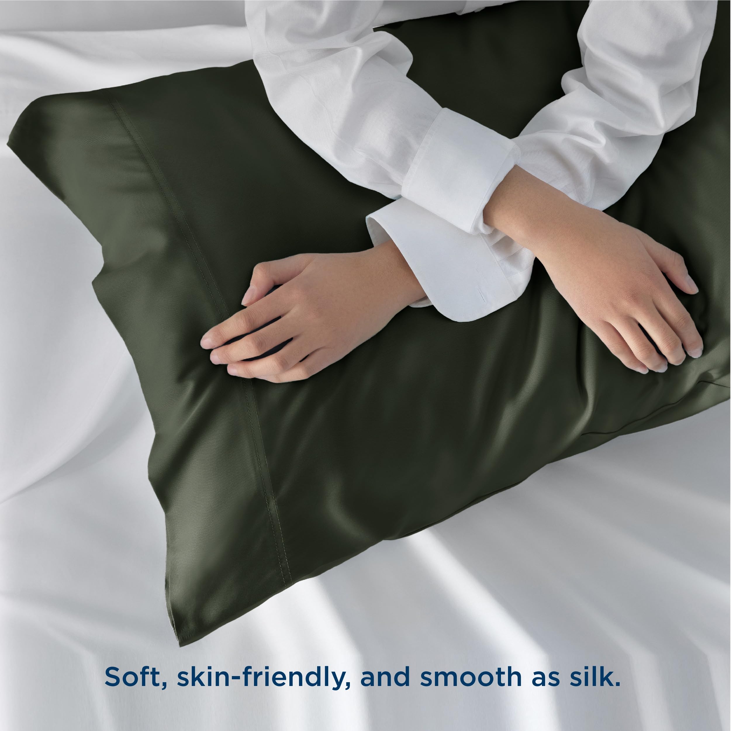 Foto 3 | Juego De 2 Fundas De Almohada Bedsure Cooling Queen Size, Color Verde Oliva - Venta Internacional.