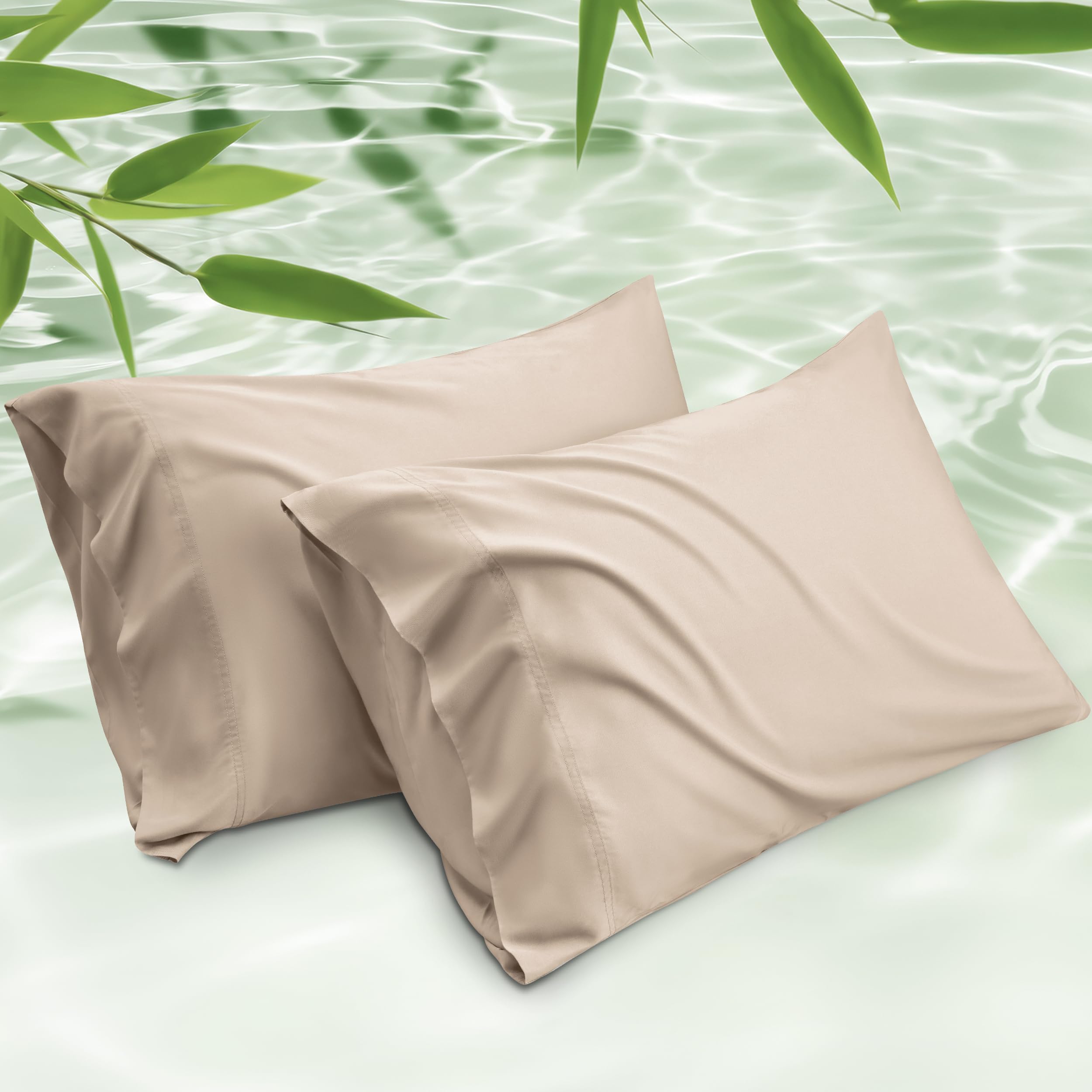 Foto 2 pulgar | Juego De 2 Fundas De Almohada Bedsure, Tamaño King, Rayón, Bambú, Caqui - Venta Internacional.
