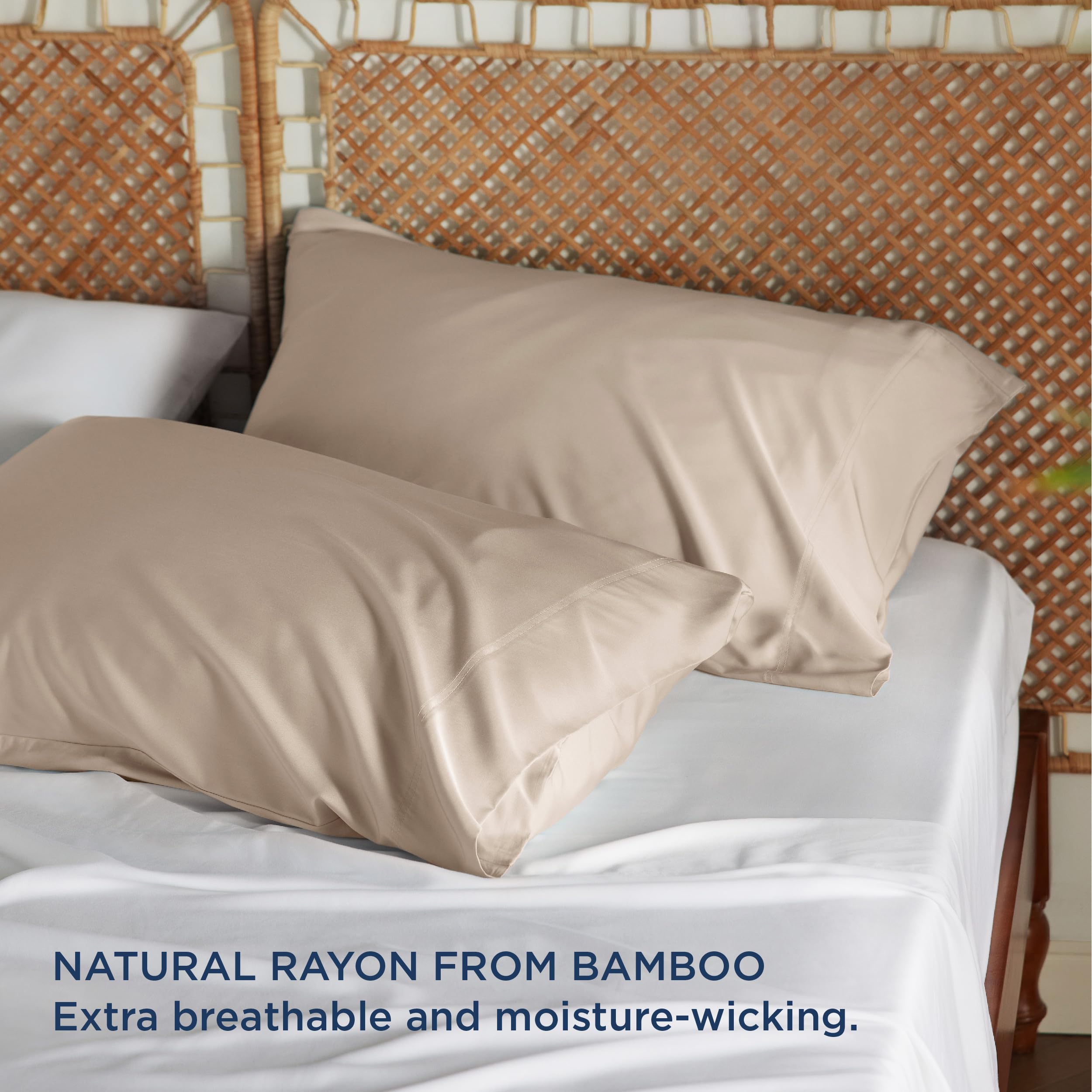 Foto 2 | Juego De 2 Fundas De Almohada Bedsure, Tamaño King, Rayón, Bambú, Caqui - Venta Internacional.
