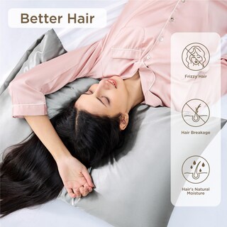 Foto 3 | Funda de Almohada Bedsure Satinada Para Cabello Y Piel Queen Silver Grey - Venta Internacional