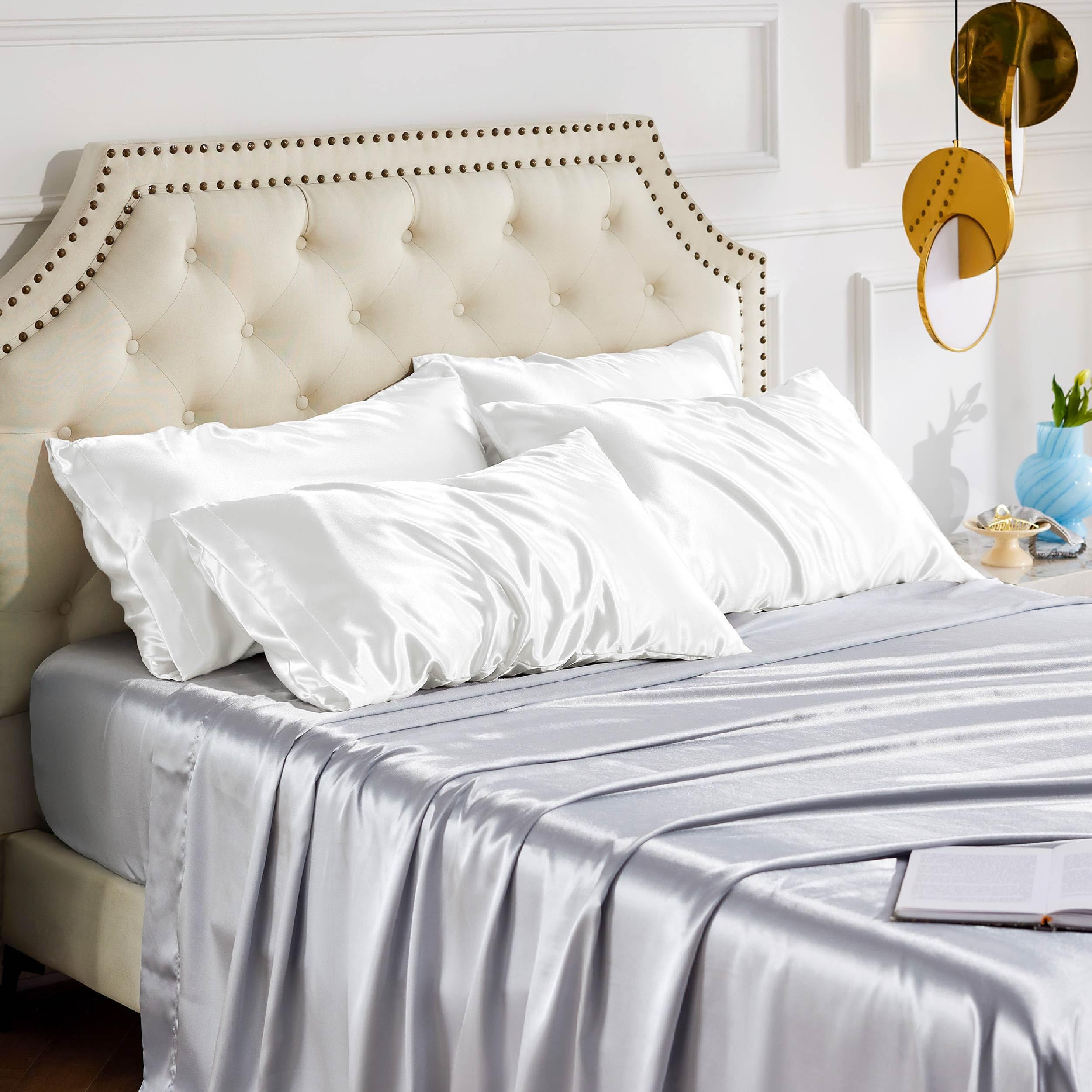 Foto 5 | Juego de Fundas de Almohada Bedsure Satin Standard Blanco 4 Piezas - Venta Internacional
