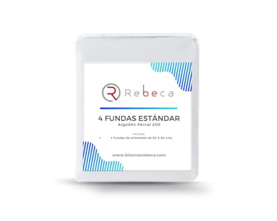 Foto 4 | 4 Fundas De Almohada Rebeca Algodón Percal 200 Blanco Estándar