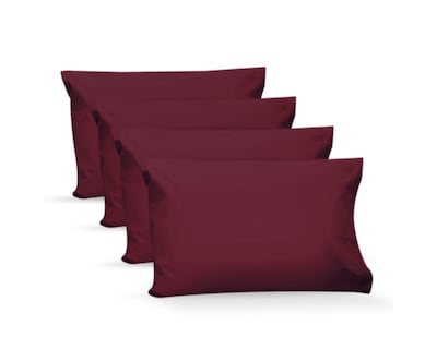 Foto 1 | 4 Fundas De Almohada Rebeca Algodón Percal 200 Vino Estándar