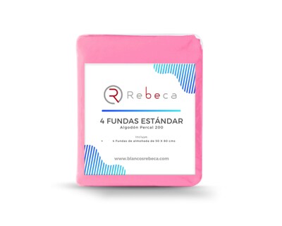 Foto 4 | 4 Fundas De Almohada Rebeca Algodón Percal 200 Coral Estándar