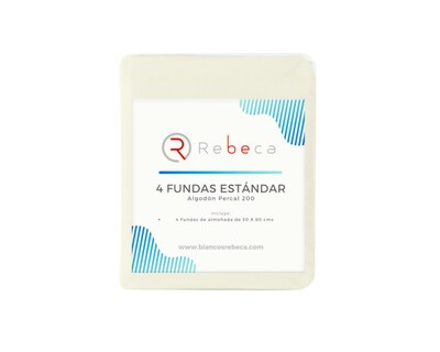 Foto 4 | 4 Fundas De Almohada Rebeca Algodón Percal 200 Hueso Estándar