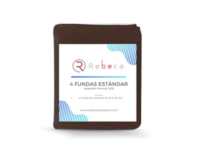Foto 4 | 4 Fundas De Almohada Rebeca Algodón Percal 200 Chocolate Estándar
