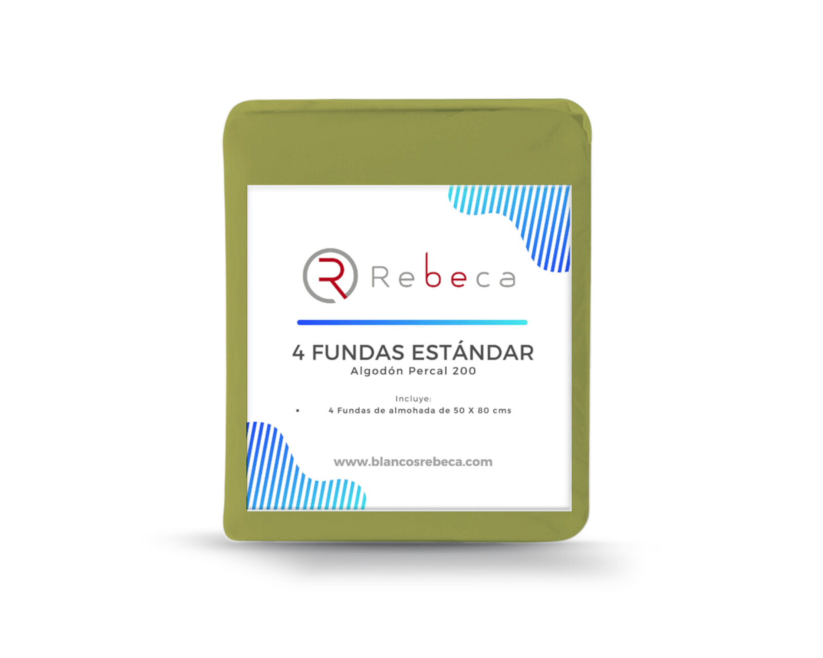 Foto 4 | 4 Fundas De Almohada Rebeca Algodón Percal 200 Verde Olivo Estándar