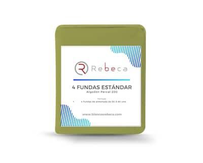 Foto 4 | 4 Fundas De Almohada Rebeca Algodón Percal 200 Verde Olivo Estándar