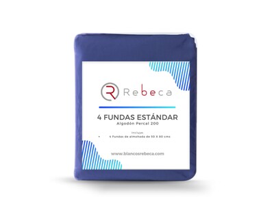 Foto 4 | 4 Fundas De Almohada Rebeca Algodón Percal 200 Francia Estándar