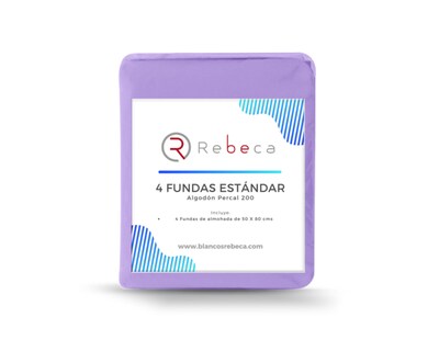 Foto 4 | 4 Fundas De Almohada Rebeca Algodón Percal 200 Lavanda Estándar