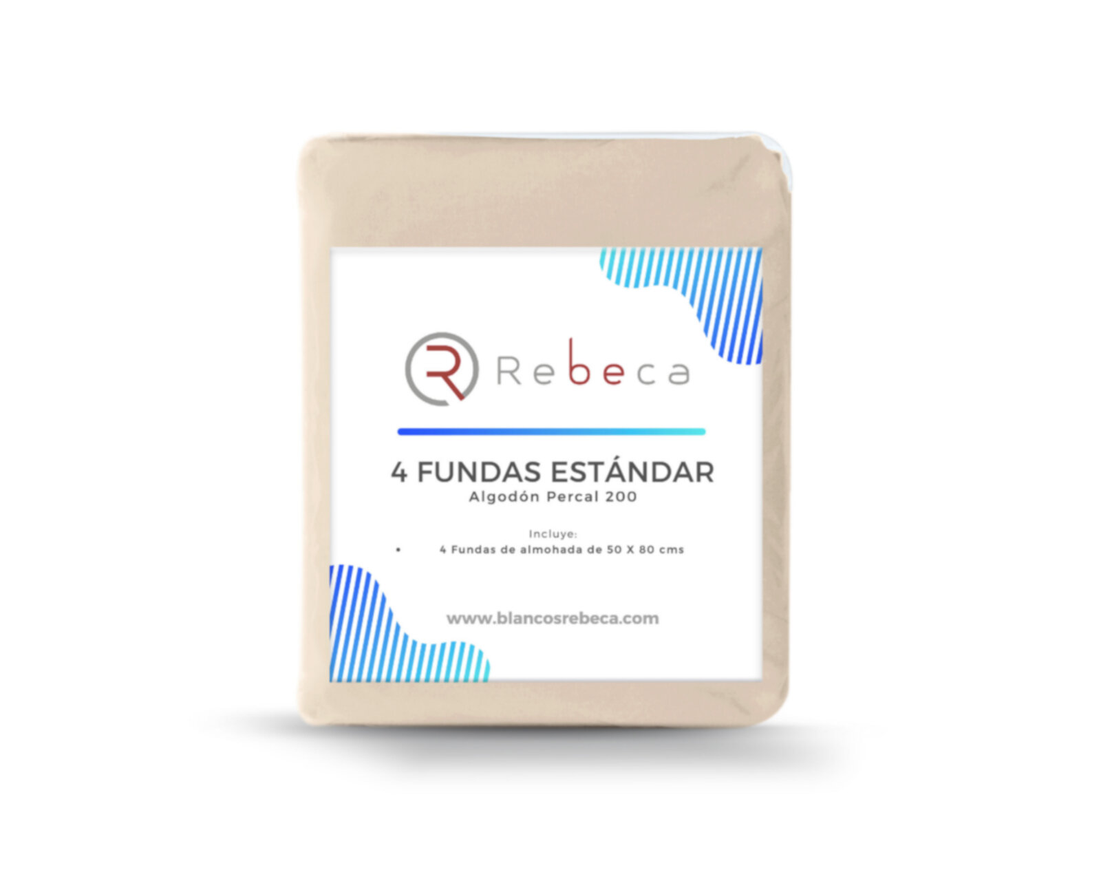 Foto 5 pulgar | 4 Fundas De Almohada Rebeca Algodón Percal 200 Beige Estándar
