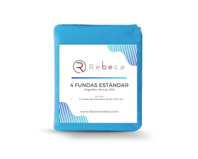 Foto 4 | 4 Fundas De Almohada Rebeca Algodón Percal 200 Turquesa Estándar