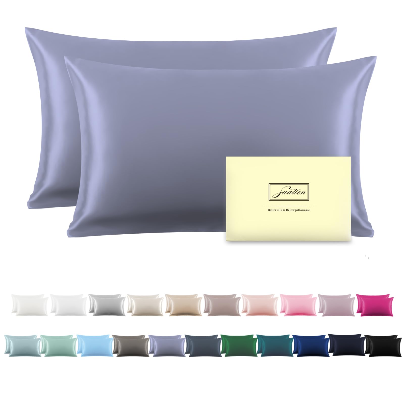 Juego De Fundas De Almohada De Seda Suatien Tamaño Queen, 100% Seda De Morera - Venta Internacional.