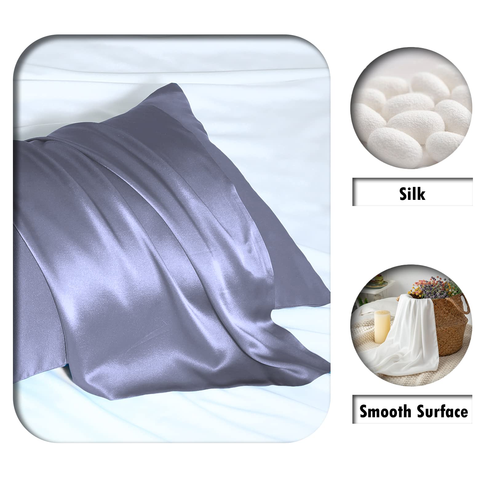 Foto 3 pulgar | Juego De Fundas De Almohada De Seda Suatien Tamaño Queen, 100% Seda De Morera - Venta Internacional.