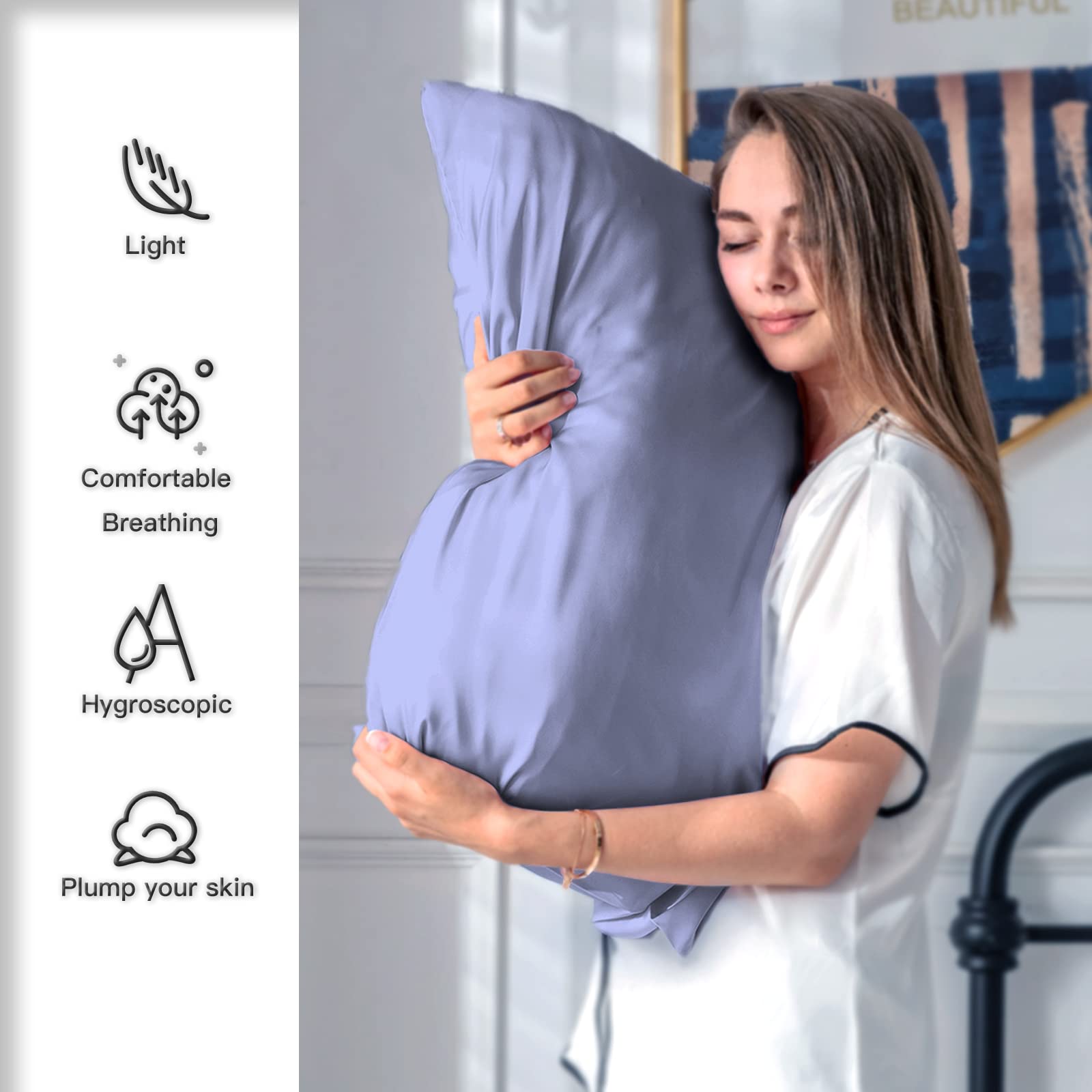 Foto 4 pulgar | Juego De Fundas De Almohada De Seda Suatien Tamaño Queen, 100% Seda De Morera - Venta Internacional.