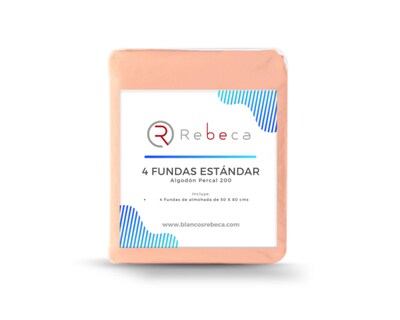 Foto 4 | 4 Fundas De Almohada Rebeca Algodón Percal 200 Melón Estándar