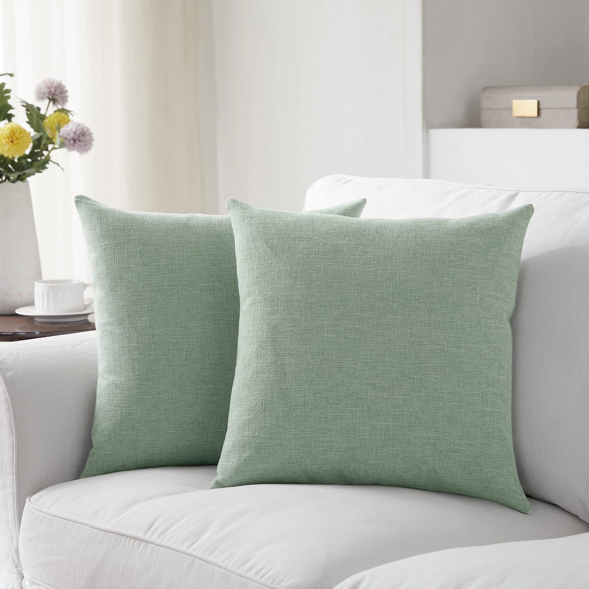 Fundas de Almohada Meekio De Lino Verde Salvia