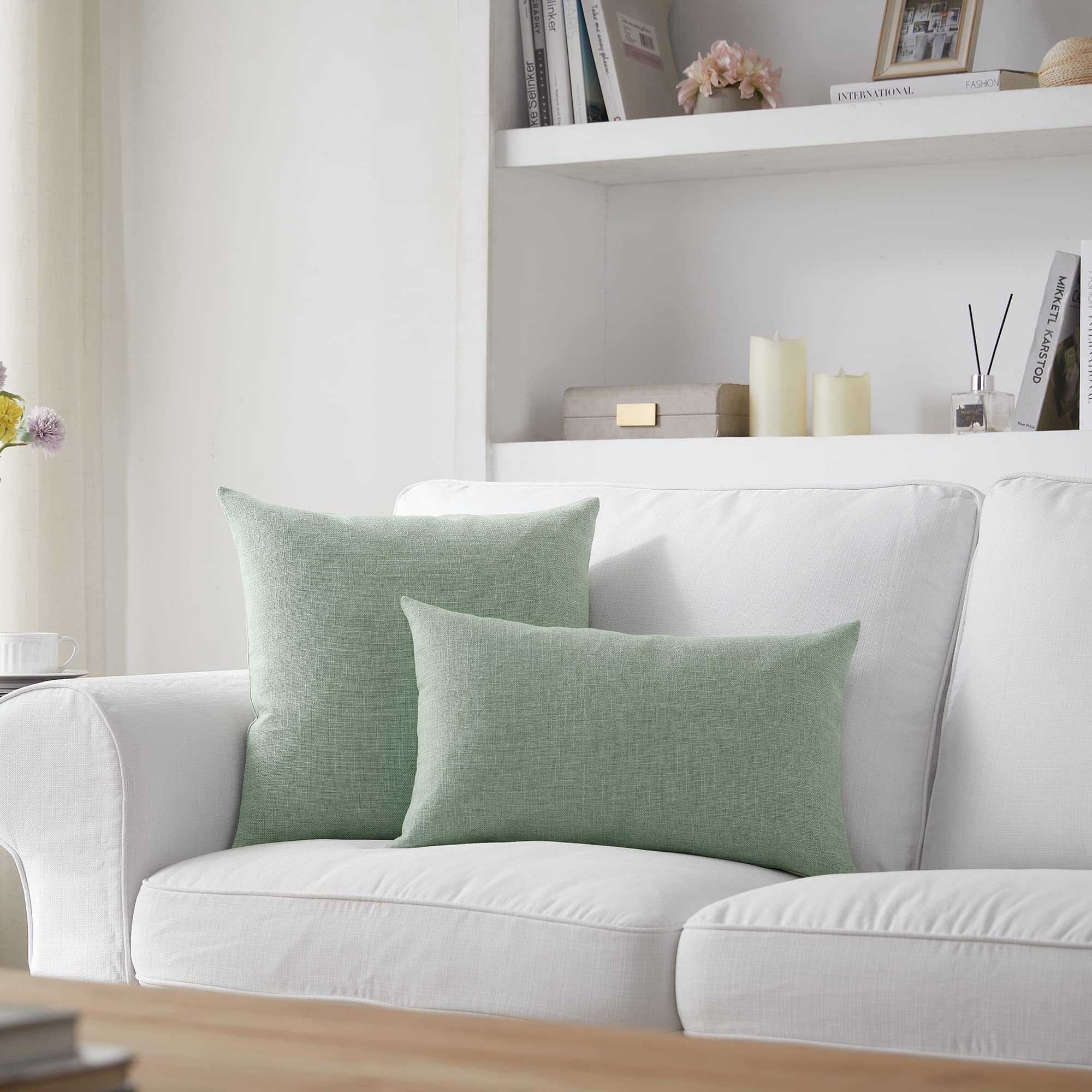 Foto 4 pulgar | Fundas de Almohada Meekio De Lino Verde Salvia