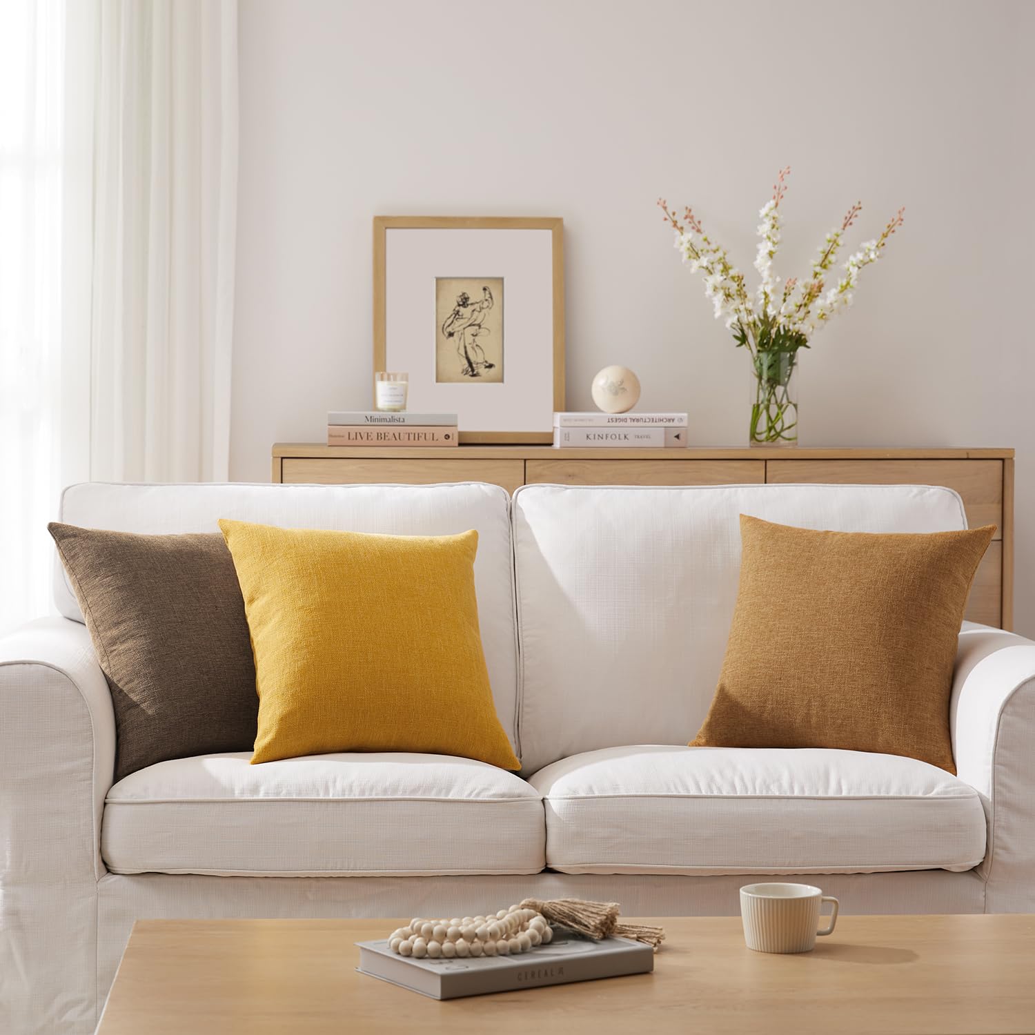 Foto 5 pulgar | Fundas De Almohada Meekio Mustard Linen, 50 X 50 Cm, Juego De 2 - Venta Internacional.